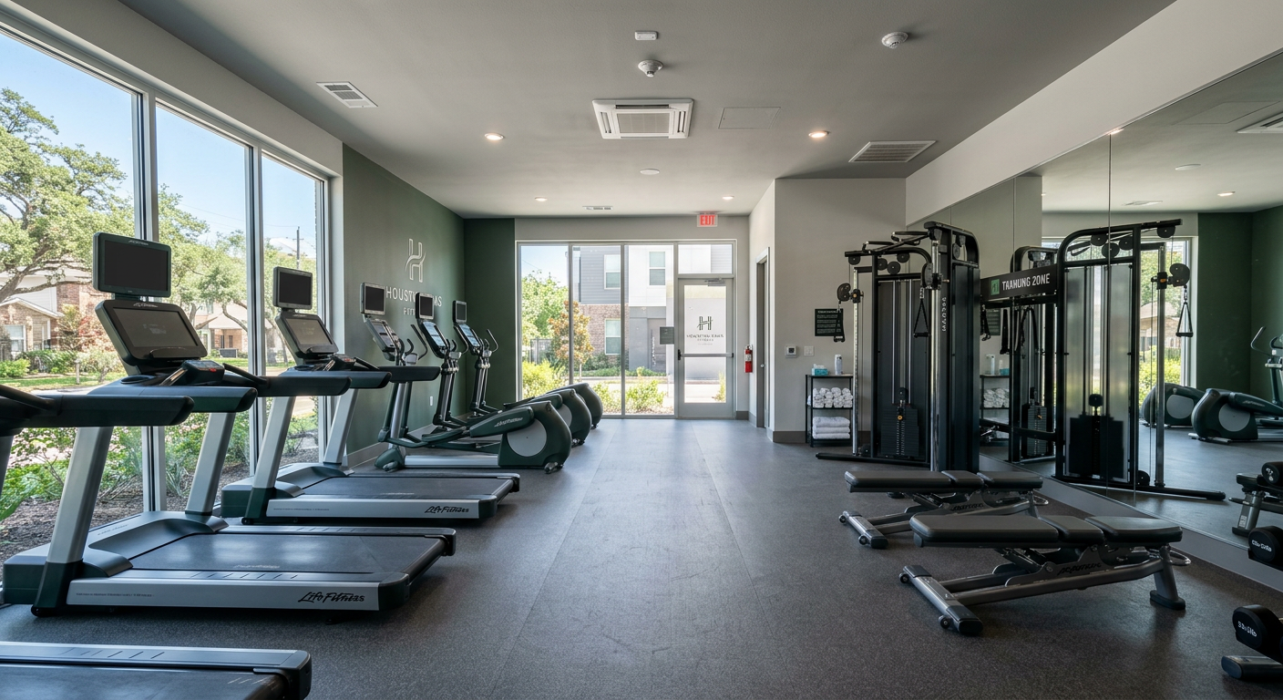 A resident fitness room with cardio machines, ready for a scheduled visit